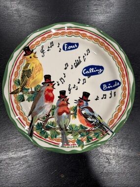 12 Days of Christmas Collectors ‘Four Calling Birds' Ceramic Plate Anthropology
